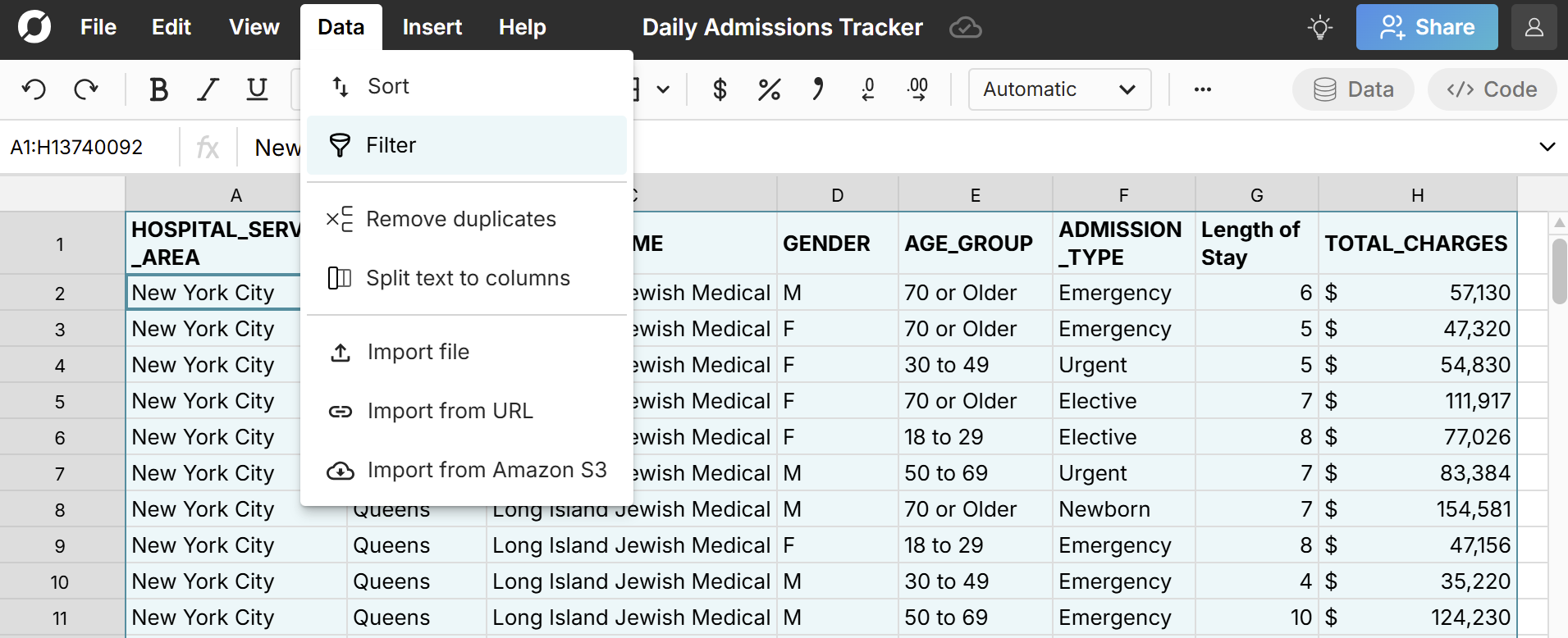 apply filters in spreadsheet
