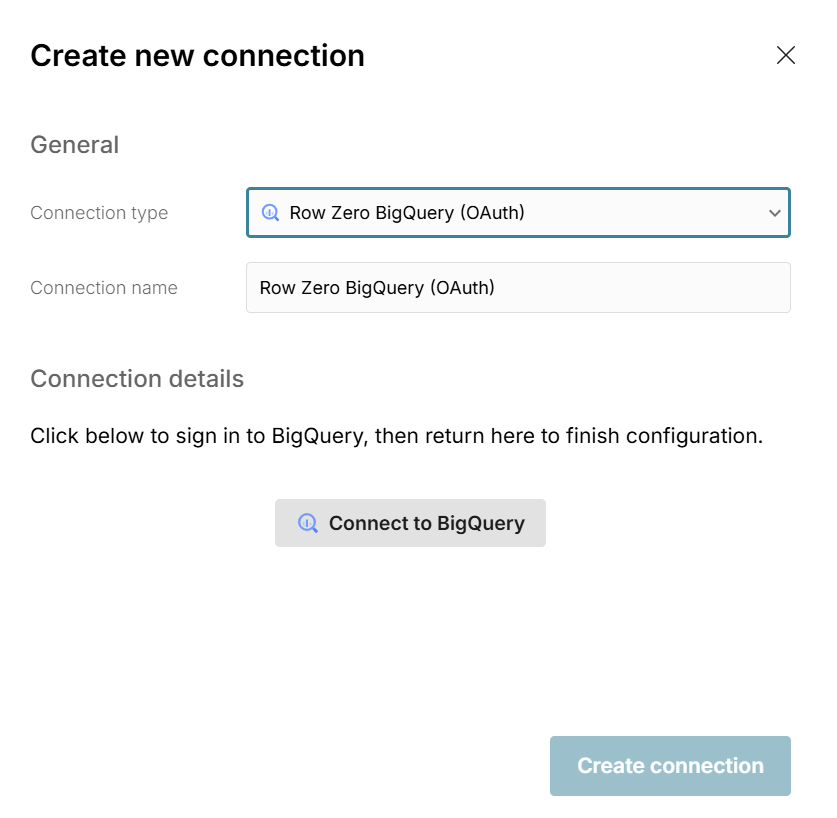 BigQuery connector in spreadsheet