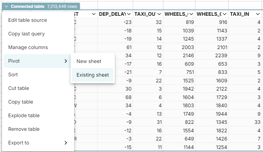 create connected pivot table