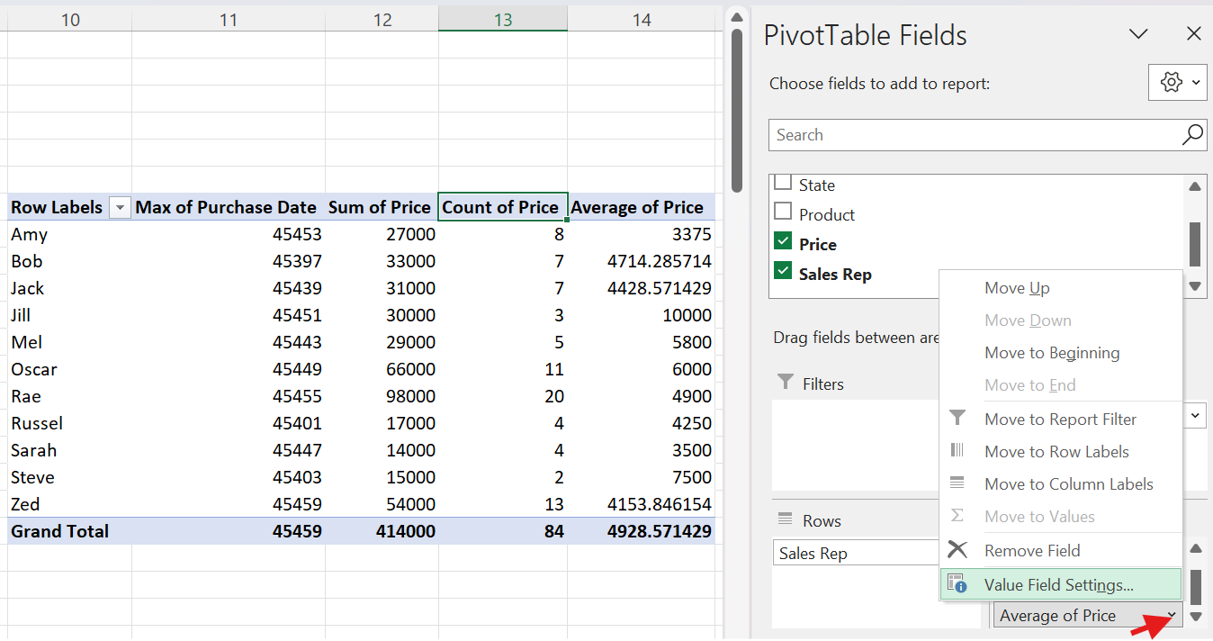 excel edit pivot table value