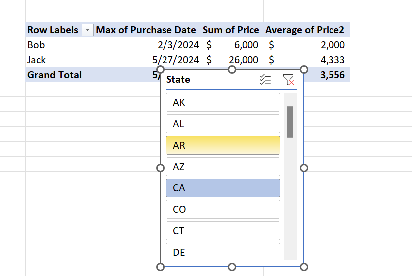 excel pivot table slicers