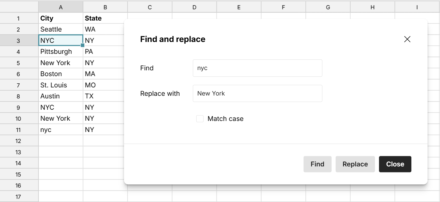 find and replace values in sheet