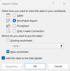 import data menu