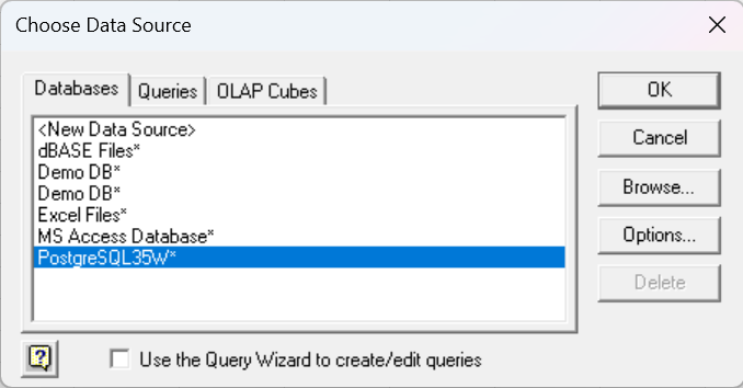 MS Query Data Source