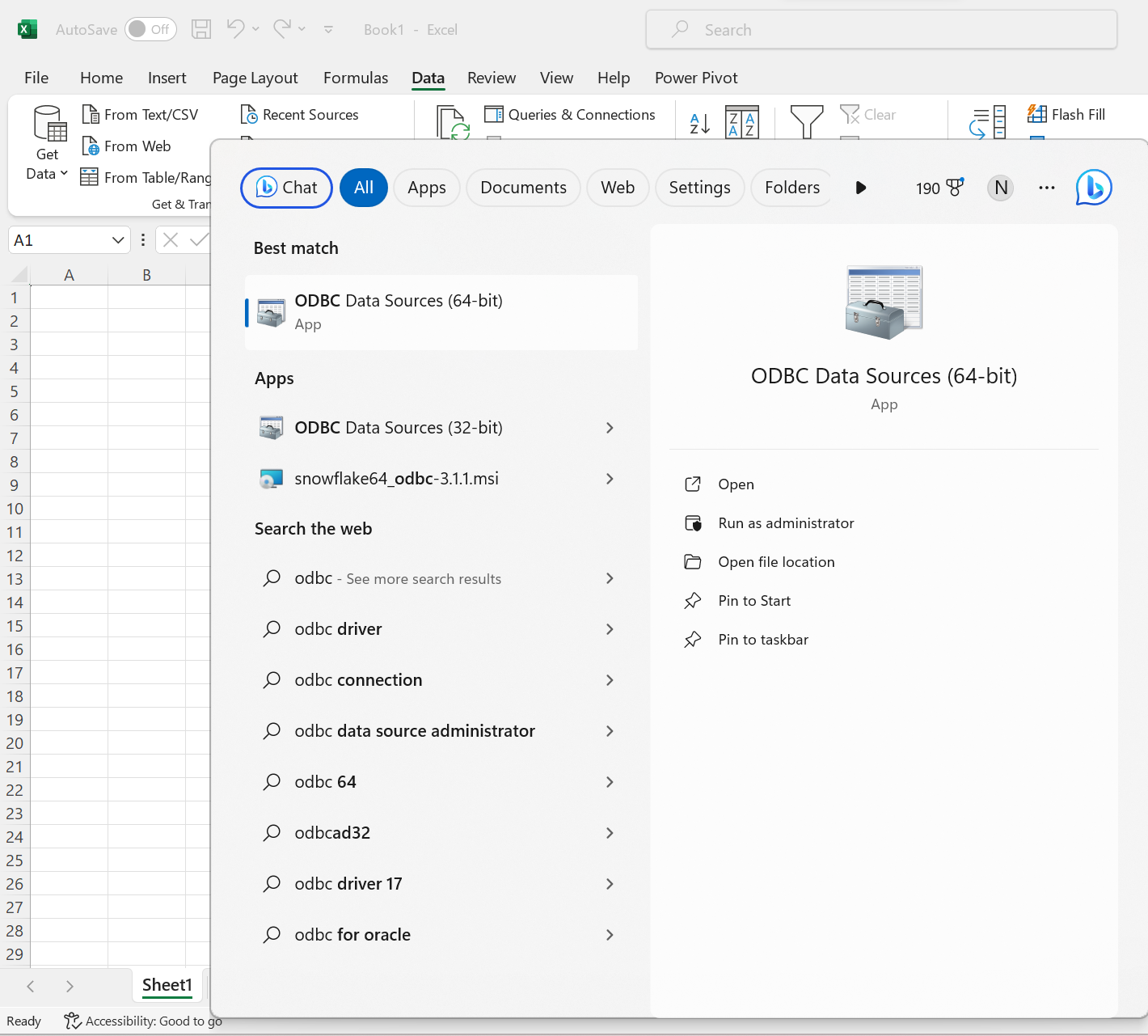 Windows ODBC Data Source Administrator Tool