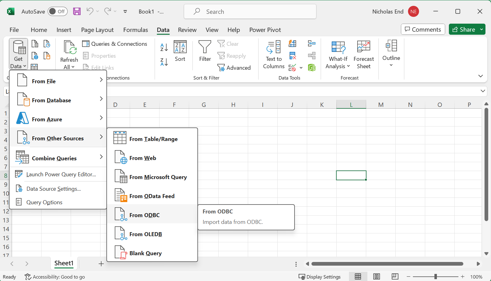 Excel get data from ODBC