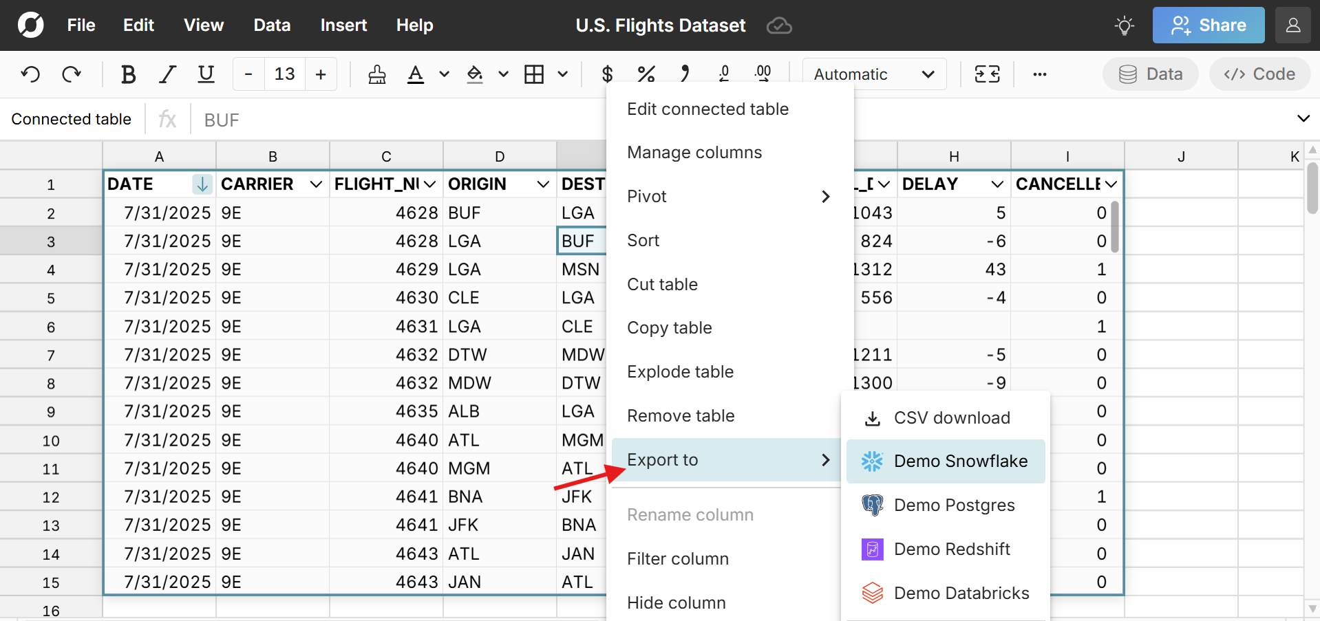 connected spreadsheet tracker