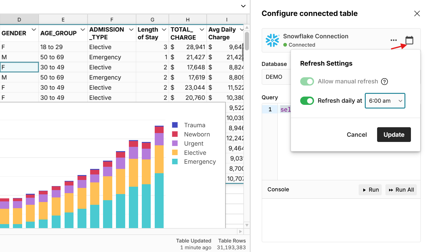automate snowflake spreadsheet